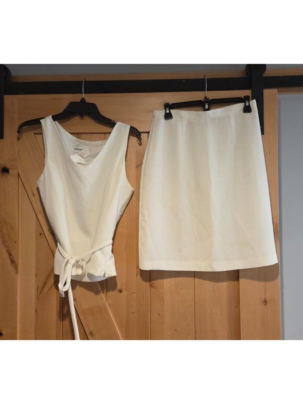New! Vtg Lane Bryant Size 10 Ivory 2 Piece Skirt Set Sleeveless Tie Waist y2k